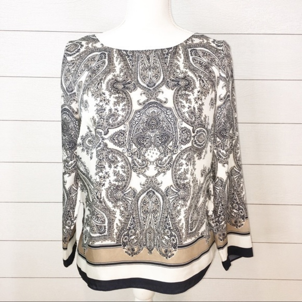Talbots Petites Scarf Print Top